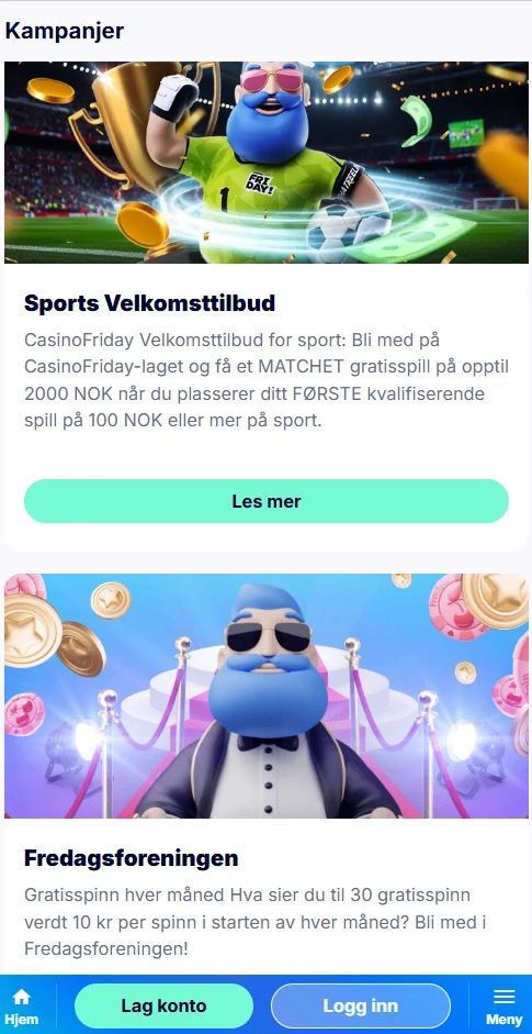 friday mobile bonuses page